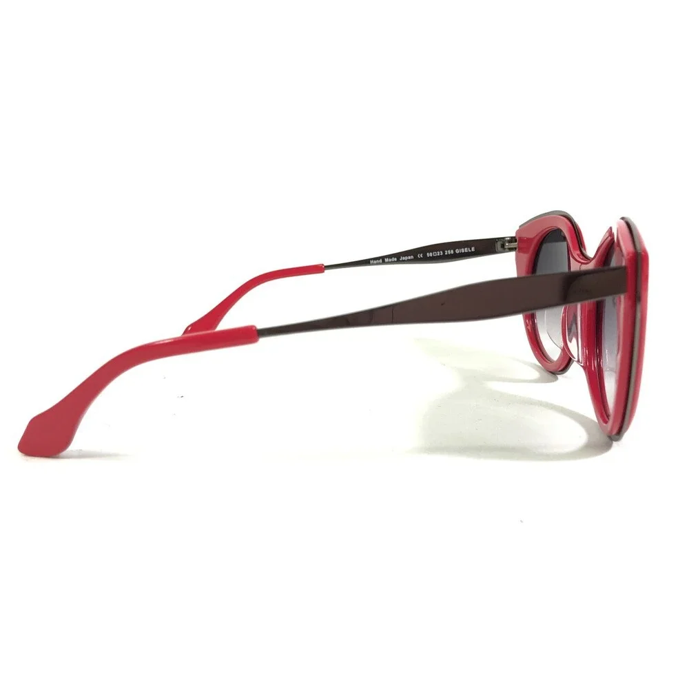 Morgenthal Frederics Sunglasses 258 GISELE Red Silver Cat Eye Frames Purple Lens - Picture 4 of 10